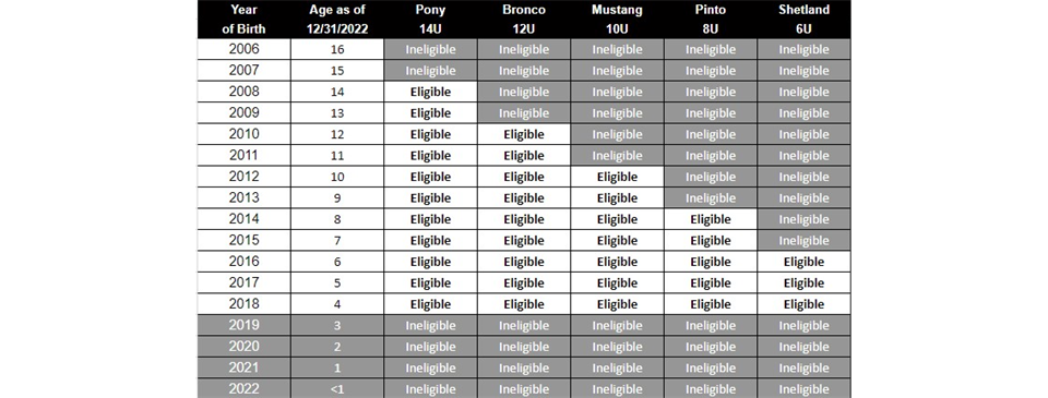 Updated Spring 2023 Softball Age Key
